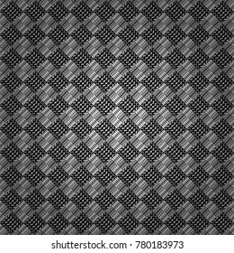 Seamless geometric pattern. Gray, black and white background. Geometric background with rhombus, dots and nodes. Vector seamless pattern. Colorful texture. Abstract geometric pattern.