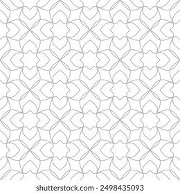 Seamless geometric pattern with gray floral ornament shapes in arabic style. Suitable for various purposes of decoration, prints, textiles, tiles, wallpapers, backgrounds, etc