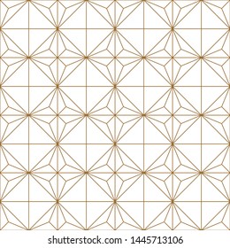 Seamless geometric pattern, great design for any purpose.Pattern background vector.Gold and white.Japanese style Kumiko.Fine lines.