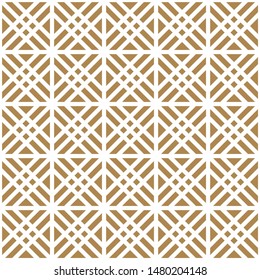 Seamless geometric pattern, great design for any purpose.Pattern background vector.Thick lines.Gold and white.Japanese style Kumiko.