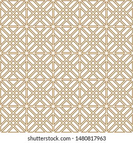 Seamless geometric pattern, great design for any purpose. Pattern background vector.Gold and white. Japanese style Kumiko. Double lines.