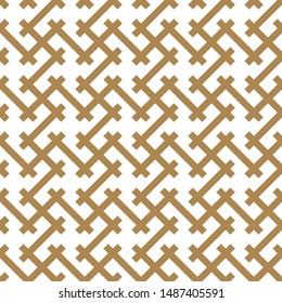 Seamless geometric pattern, great design for any purpose.Pattern background vector.Thick lines.Gold and white.Japanese style Kumiko.