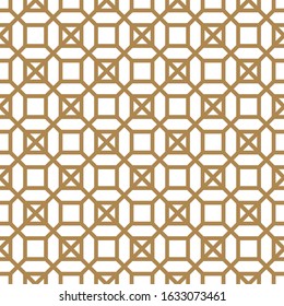 Seamless geometric pattern, great design for any purpose.Pattern background vector.Thick lines.Gold and white.Japanese style Kumiko.