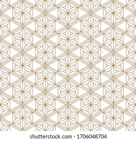 Patrón geométrico impecable, gran diseño para cualquier propósito.Vector de fondo de patrón.Líneas delgadas.Oro y blanco.Estilo japonés Kumiko.