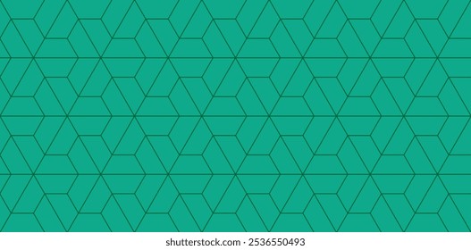 Padrão geométrico contínuo. Fundo abstrato verde com linhas finas.