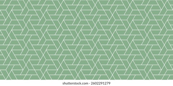 Seamless geometric pattern. Green abstract background with lines.