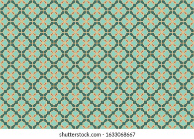 seamless geometric pattern green background, vector, illustration