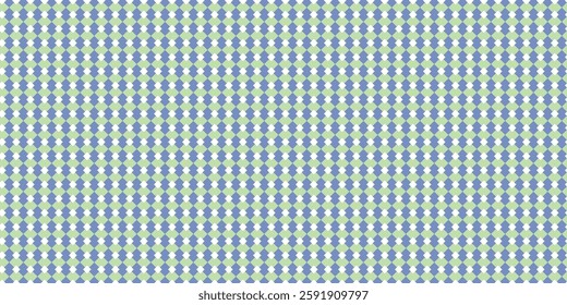 Seamless geometric pattern with green, blue, and white diamond shapes. This abstract, modern, and repetitive design is ideal for wallpapers, textiles, wrapping paper, and branding projects.