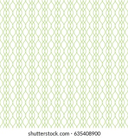 Seamless geometric pattern in green color made of thin flat trendy linear style lines. Inspired of banknote, money design, currency, note, check or cheque, ticket, reward. Watermark security. Vector.
