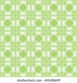 Seamless geometric pattern in green color made of thin flat trendy linear style lines. Inspired of banknote, money design, currency, note, check or cheque, ticket, reward. Watermark security. Vector. 