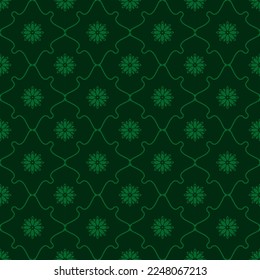 Seamless geometric pattern of green flower icons