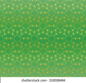 Seamless geometric pattern in green and gold colors