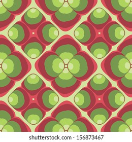 Seamless geometric pattern with green peas and rhombuses