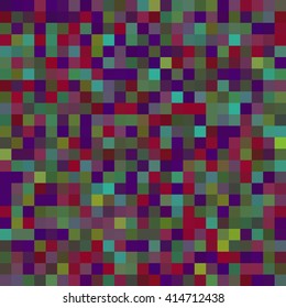 Seamless geometric pattern. Green, purple, brown squares. 
