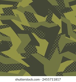 Seamless geometric pattern of green spots. Abstract camo.Military texture. Print on fabric and textiles. Vector