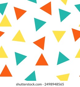 seamless geometric pattern with green yellow orange  random triangles pattern seamless repeat style, replete image design for fabric printing