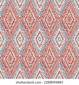 Seamless geometric pattern. Grunge texture with imitation tweed. Bohemian print for home decor, textiles, pillows, rugs. Vector illustration.