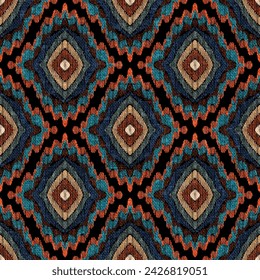 Seamless geometric pattern. Grunge texture. Imitation of embroidery.