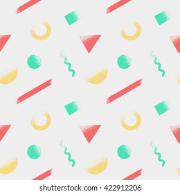  Seamless geometric pattern. Grungy shapes on light background.