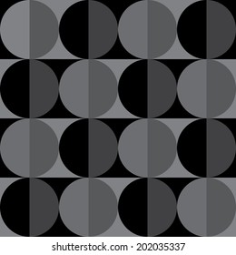 Seamless geometric pattern with the halves of a circle