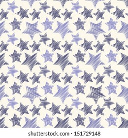 Seamless geometric pattern. Hand drawn stars. Vector repeating texture