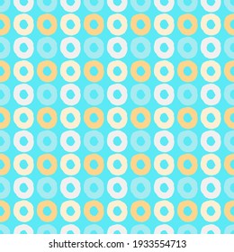 Seamless geometric pattern with hand drawn uneven multicolored circles for wrapping paper design, surface design and other design projects