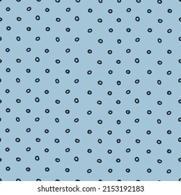 Seamless geometric pattern with hand drawn uneven beige rings on blue background for surface design, craft, apparel and other design projects