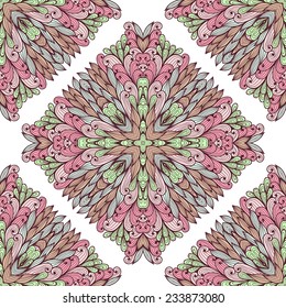 Seamless geometric pattern with hand drawn ornamental rectangles