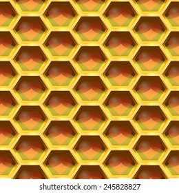 Seamless Geometric Pattern Of Heart In The Honeycomb. Vector Illustration