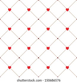 Seamless geometric pattern with hearts.
