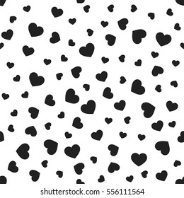 Seamless geometric pattern with hearts. Black. Vector illustration.