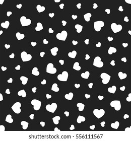 Seamless geometric pattern with hearts. Black. Vector illustration.