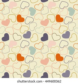 Seamless geometric pattern with hearts; editable background color