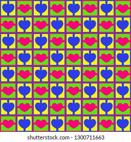 Seamless geometric pattern with hearts fancy heart pattern
