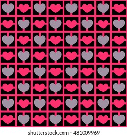 Seamless geometric pattern with hearts fancy heart pattern