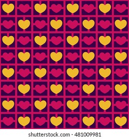 Seamless geometric pattern with hearts fancy heart pattern