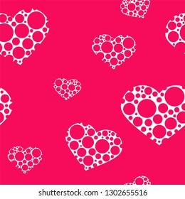Seamless geometric pattern with hearts. illustration for romantic design. Endless texture for printing onto fabric, web page background and paper or invitation. White and red colors