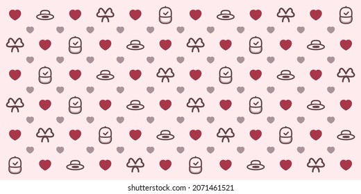 Seamless geometric pattern with hearts and kids apparel. Vector wallpaper background