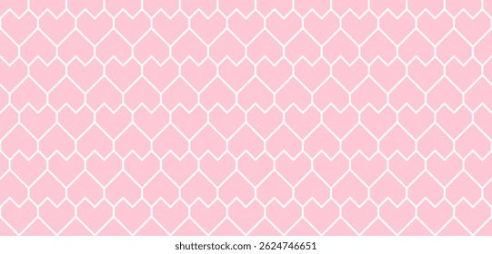 Seamless geometric pattern with hearts. Retro romantic background.