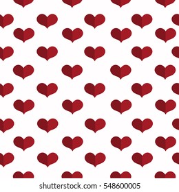 Seamless geometric pattern with hearts. Valentines day background. Flat background