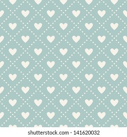 Seamless geometric pattern with hearts. Vector repeating texture