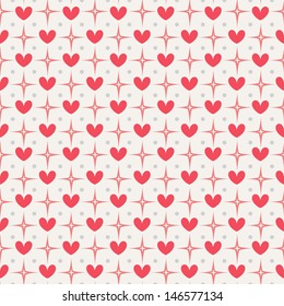 Seamless geometric pattern with hearts. Vector repeating texture
