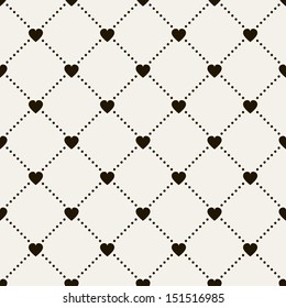 Seamless geometric pattern with hearts. Vector repeating texture. Holiday polka dot