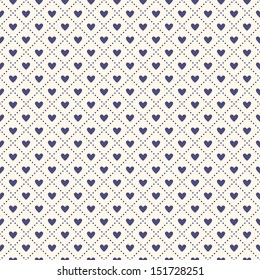 Seamless geometric pattern with hearts. Vector repeating texture