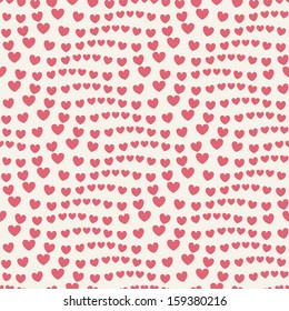 Seamless geometric pattern with hearts. Vector repeating texture. Stylish valentines background. Zigzag line of hearts