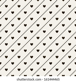 Seamless geometric pattern with hearts. Vector repeating texture