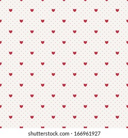 Seamless geometric pattern with hearts. Vector repeating texture