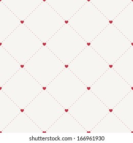 Seamless geometric pattern with hearts. Vector repeating texture