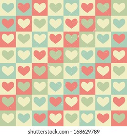 Seamless geometric pattern with hearts. Vector repeating texture. Stylish valentines background