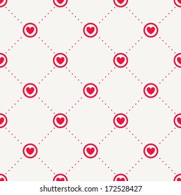 Seamless geometric pattern with hearts. Vector repeating texture